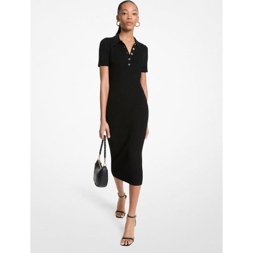 MK Robe polo mi-longue en tricot extensible - Michael Kors - MICHAEL Michael Kors - Modalova