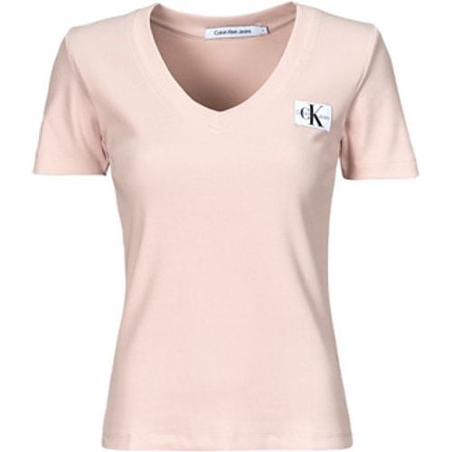 WOVEN LABEL RIB V-NECK TEE women's T shirt in - Calvin Klein Jeans - Modalova