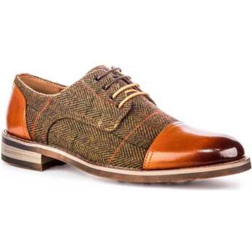 Mens Lace up Tan Leather Oxford Green Tweed Shoes men's Slip-ons (Shoes) in - Justinreess England - Modalova