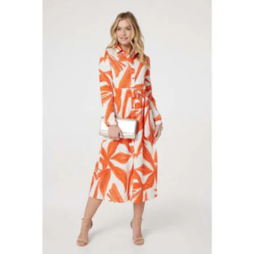 Printed Long Sleeve Midi Shirt Dress women's Long Dress in - Izabel London - Modalova
