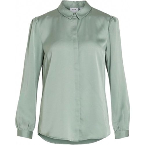 Blusen Shirt Ellette Satin L/S - Green/Milieu - Vila - Modalova