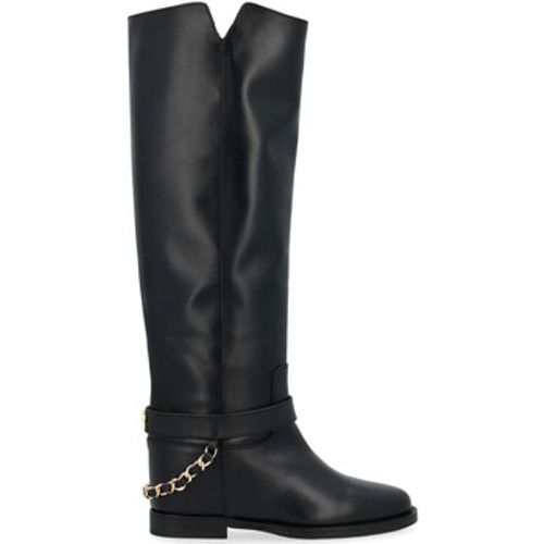 Damenstiefel Stiefel schwarzes Leder mit Kette - Via Roma 15 - Modalova