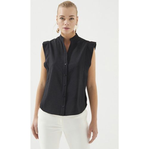 Blusen Black Band Collar Sleveless Shirt - Just Like You - Modalova