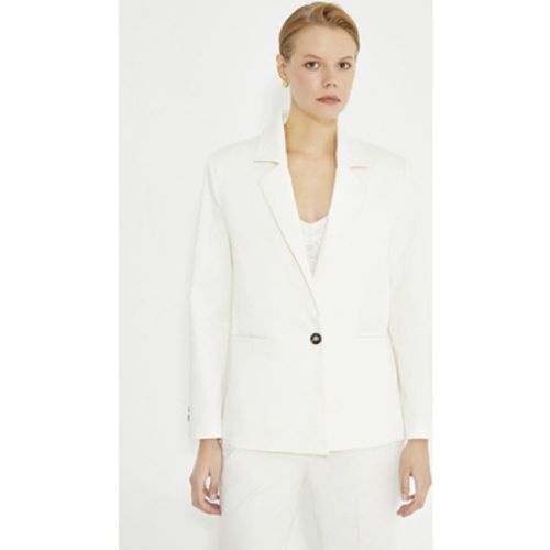 Blazer White Shoulder Padded Double Breasted Jacket With Pockets - Just Like You - Modalova