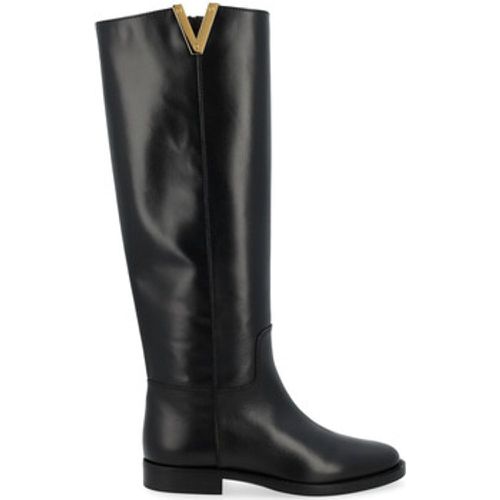 Damenstiefel Reitstiefel aus schwarzem Luxusleder mit - Via Roma 15 - Modalova