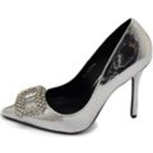 Scarpe Decolette' donna lucido specchio argento con gioiello spilla qu - Malu Shoes - Modalova