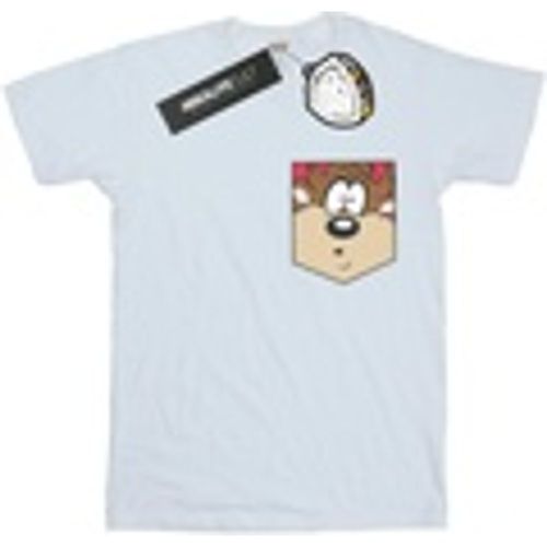 T-shirts a maniche lunghe Tasmanian Devil Face Faux Pocket - Dessins Animés - Modalova