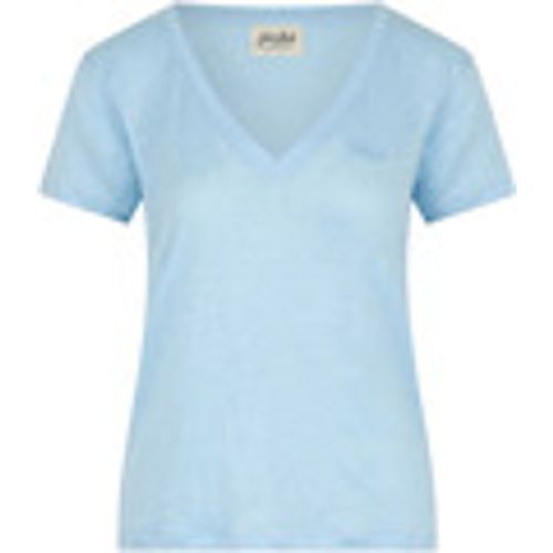 T-shirt & Polo T-shirt donna scollo a V celeste con logo - Mc2 Saint Barth - Modalova