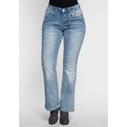 Große Größen: Bootcut Stretch-Jeans im Used-Look, light blue Denim, Gr.48 - sheego by Joe Browns - Modalova