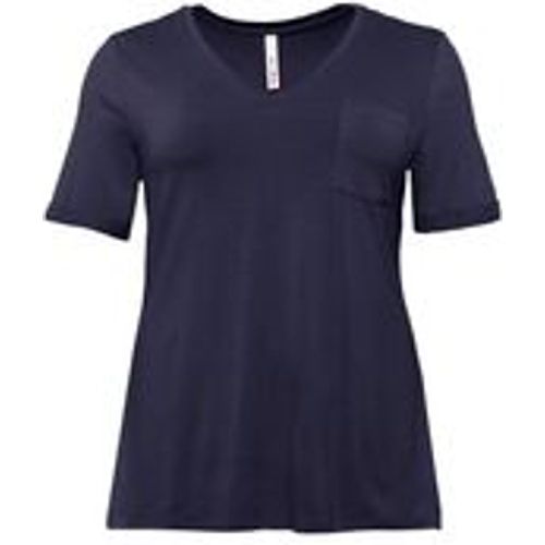 Große Größen: T-Shirt aus Viskosequalität mit V-Ausschnitt, marine, Gr.48/50 - sheego - Modalova
