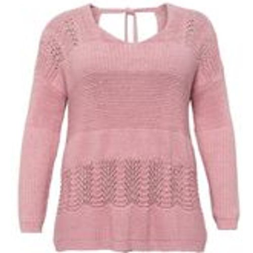 Große Größen: Pullover aus Bändchengarn im Ajourstrick, rosé, Gr.44/46 - sheego - Modalova