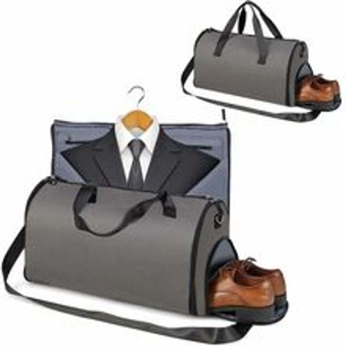 Tragetasche für Kleidersack, 2-in-1 Reisetasche mit Schuhfach, Krawattentasche, Reisepass-Tasche und abnehmbarem Gurt, 50L Hänge-Kleidersack (Grau) - Fashion24 DE - Modalova