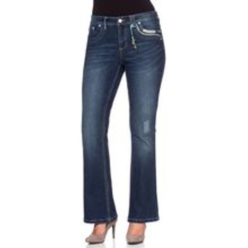 Große Größen: Bootcut Stretch-Jeans im Used-Look, dark blue Denim, Gr.46 - sheego by Joe Browns - Modalova