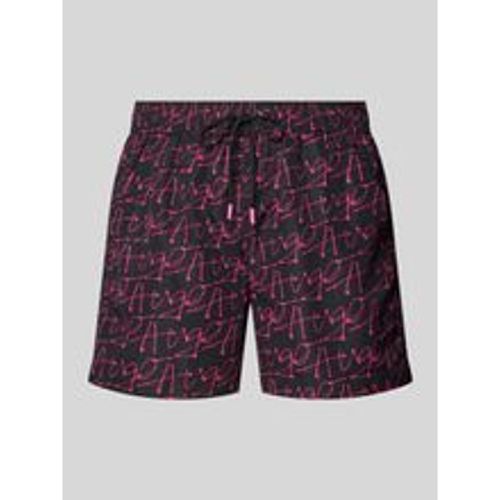 Straight Leg Badehose mit Allover-Label-Muster Modell 'MARCO' - HUGO - Modalova