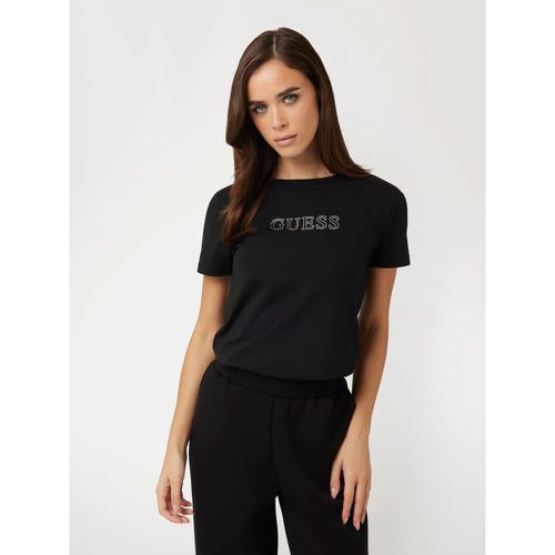 T-Shirt Logo Frontale Strass - Guess - Modalova