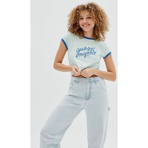 T-Shirt Crop Logo Frontale - Guess - Modalova