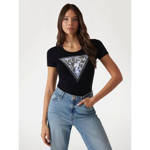 T-Shirt Logo Triangolo Floreale - Guess - Modalova