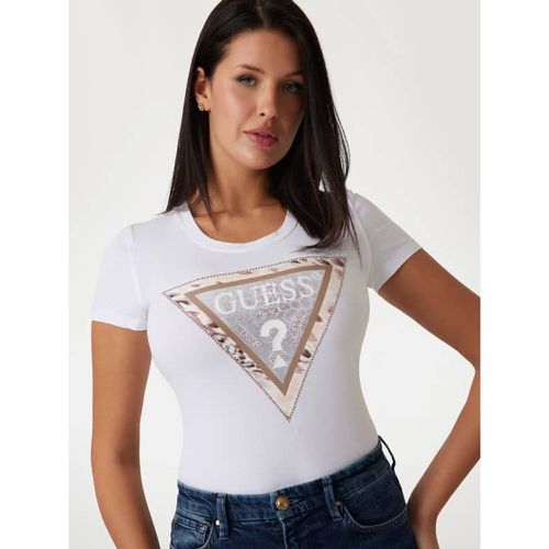 T-Shirt Con Logo Triangolo Animalier - Guess - Modalova