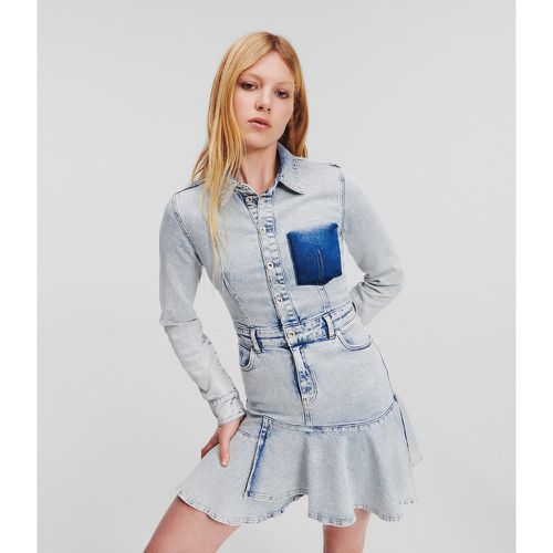 Klj Ruffled Hem Denim Dress, Woman, , Size: M - Karl Lagerfeld - Modalova