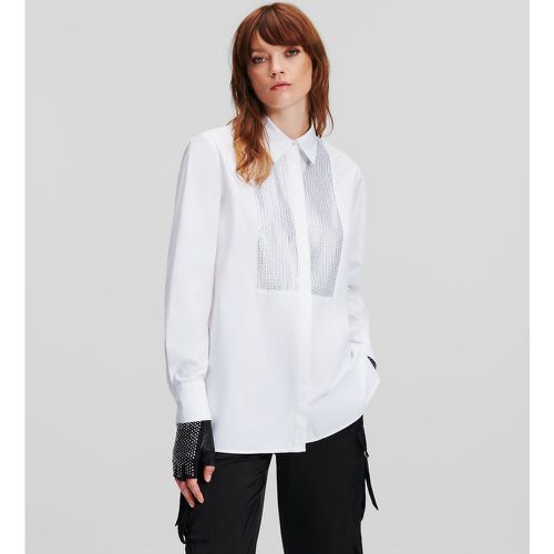 Rhinestone Bib Shirt, Woman, , Size: 44 - Karl Lagerfeld - Modalova