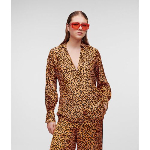 Leopard Print Silk Blouse, Woman, , Size: 38 - Karl Lagerfeld - Modalova
