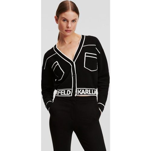 Cropped Karl Logo Cardigan, Woman, , Size: M - Karl Lagerfeld - Modalova