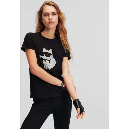 Ikon Choupette Rhinestone T-shirt, Woman, , Size: S - Karl Lagerfeld - Modalova