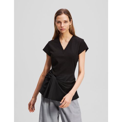 Fabric Mix V-neck Top, , , Taille: L - Karl Lagerfeld - Modalova