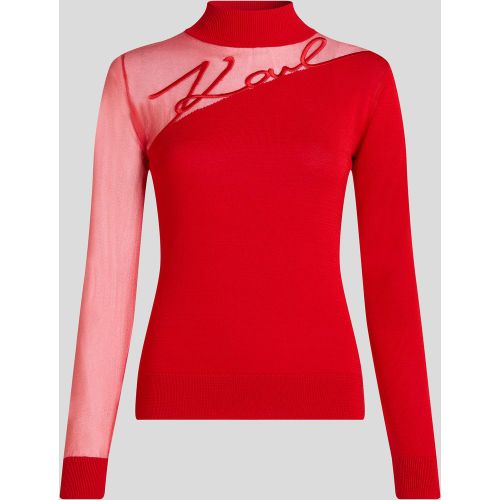 Signature Mesh Panel Knit Top, , , Taille: L - Karl Lagerfeld - Modalova