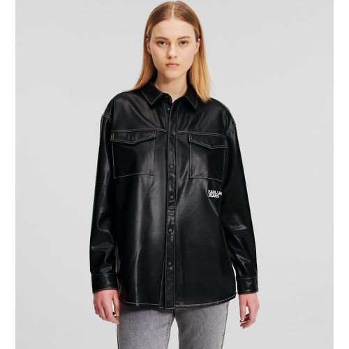 Klj Faux-leather Overshirt, Woman, , Size: M - KL Jeans - Modalova