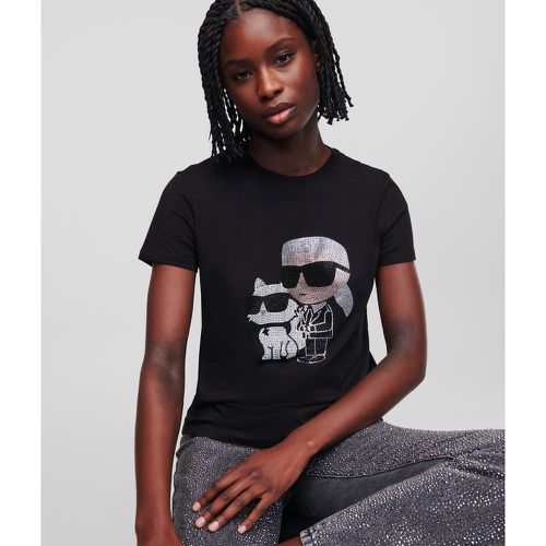 Karl Ikonik Rhinestone Karl & Choupette T-shirt, Woman, , Size: XS - Karl Lagerfeld - Modalova
