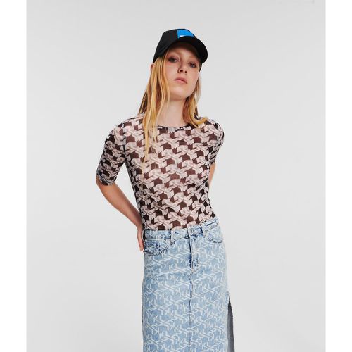 Klj Monogram Sheer Top, Woman, , Size: XS - Karl Lagerfeld - Modalova