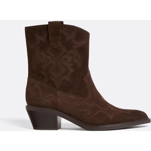 Bottines cowboy à talon en cuir 35 - Stradivarius - Modalova