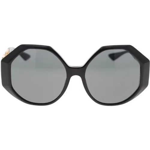 Oversized Square Sunglasses with Logo-Embellished Chain , unisex, Sizes: 59 MM - Versace - Modalova