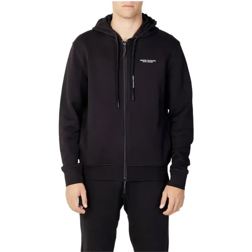 Zip-throughs, male, , Size: XL Cotton Hoodie with Ribbed Details - Armani Exchange - Modalova