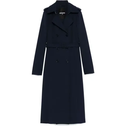 Trench Coats, female, , Size: XS Navy Trench Coat - PATRIZIA PEPE - Modalova