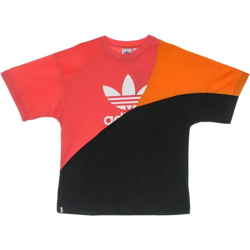 T-Shirts, male, , Size: L Colorblock Tee Mens T-Shirt Black/Orange - Adidas - Modalova