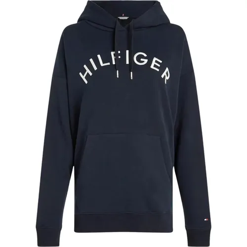 Hoodies, female, , Size: L Hoodie with Front Logo - Tommy Hilfiger - Modalova