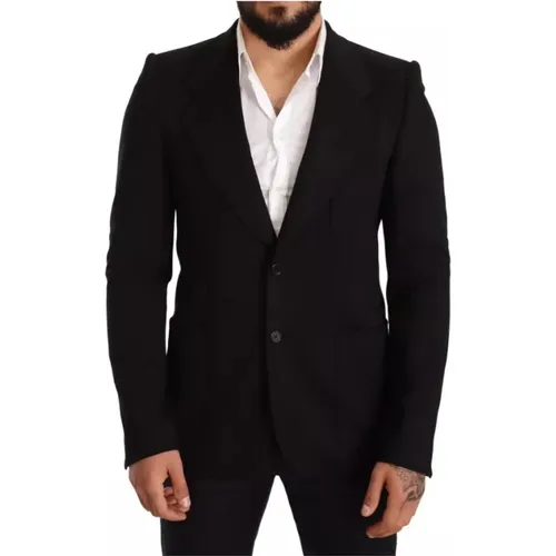 Blazers, male, , Size: M Wool Slim Fit Blazer Jacket - Dolce & Gabbana - Modalova