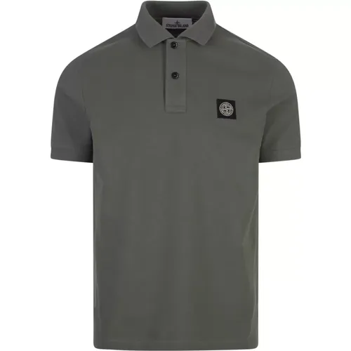 Grünes Poloshirt mit Gestreiften Details , Herren, Größe: 2XL - Stone Island - Modalova