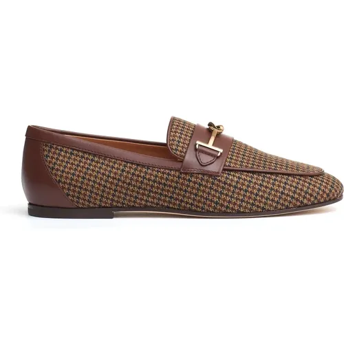 Beige Houndstooth Loafer Shoe , female, Sizes: 5 1/2 UK, 3 UK, 7 UK, 5 UK, 4 UK, 3 1/2 UK - TOD'S - Modalova