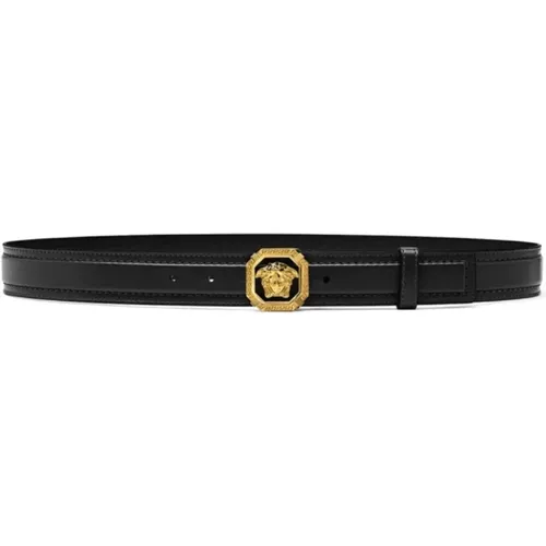 Leather Belt with Medusa Buckle , male, Sizes: 100 CM, 90 CM - Versace - Modalova