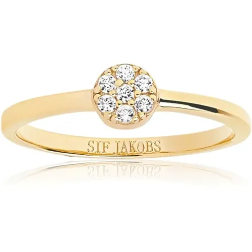Eleganter Zirkonia Gold Ring , Damen, Größe: 58 MM - Sif Jakobs Jewellery - Modalova