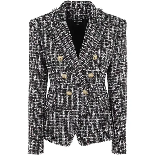 Blazers, female, , Size: S Chic Tweed Outerwear Jacket - Balmain - Modalova