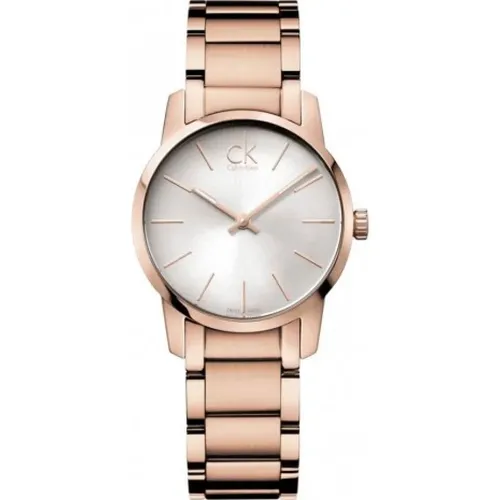 Elegante Quarzuhr mit weißem Zifferblatt und roségoldenem Armband - Calvin Klein - Modalova