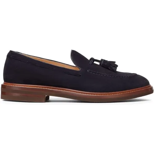 Loafers, male, , Size: 10 US Suede Tassel Slip-On Shoes - BRUNELLO CUCINELLI - Modalova