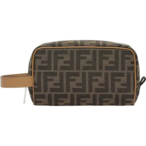 Toilet Bags, male, , Size: ONE SIZE Jacquard Toiletry Case with Zip - Fendi - Modalova