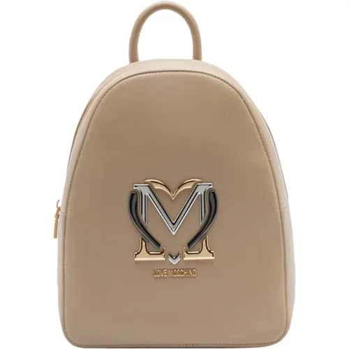 Backpacks, female, , Size: ONE SIZE Stylish Ivory Women's Backpack - Love Moschino - Modalova