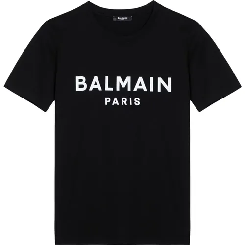 Kurzarm Rundhals T-Shirt , Herren, Größe: M - Balmain - Modalova