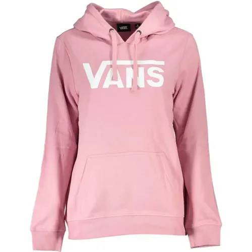 Hoodies, female, , Size: S Hooded Fleece Sweatshirt with Central Pocket and Logo Print - Vans - Modalova